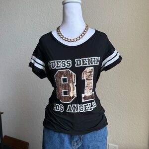 Guess Black and White Jersey Short Sleeve Tshirt